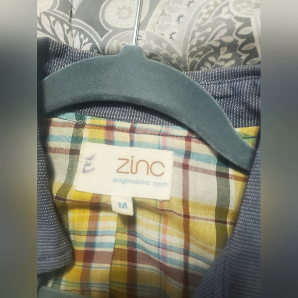 Zinc Short Sleeve Blazer Blue and White Pin Stripe Size Medium - Picture 5 of 7